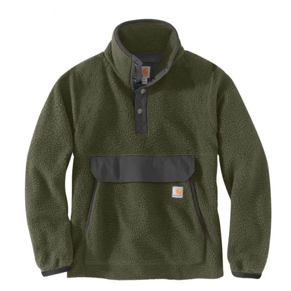 NWT MEN’S CARHARTT RELAXED FIT SNAP FLEECE PULLOVER SIZE 2XL OLIVE GREEN